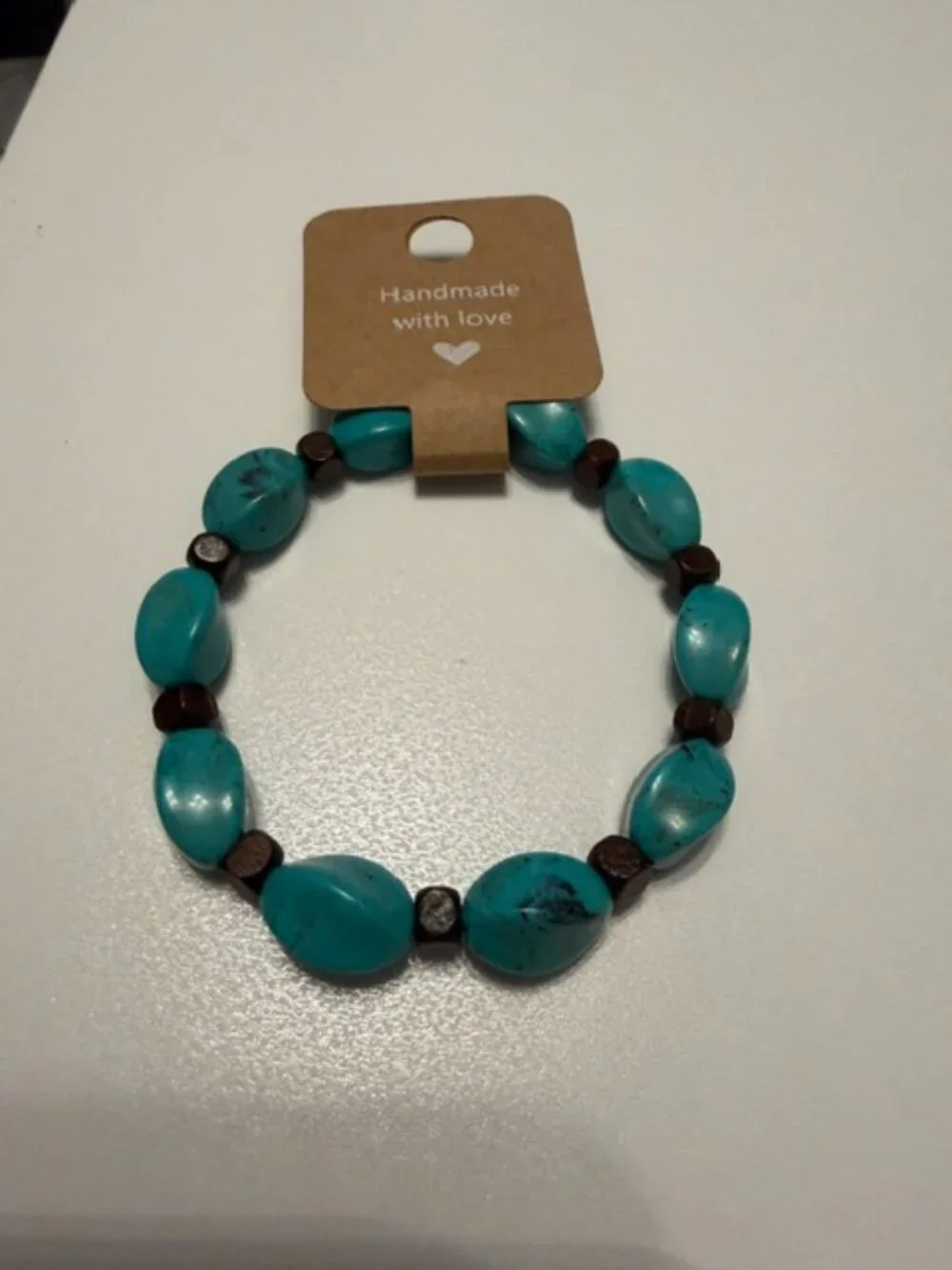 Turquoise & Brown Beaded Bracelet – Handmade with Love